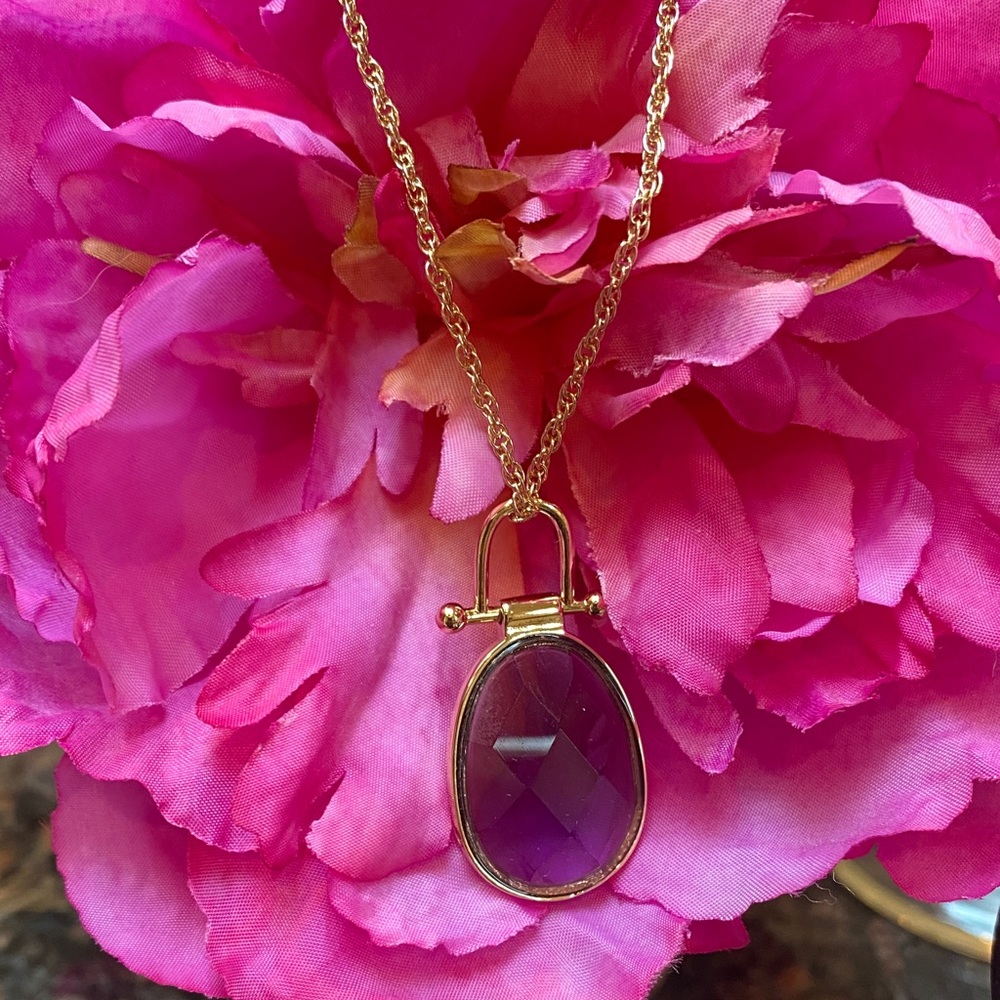 Banana Republic Gold Tone and Purple Necklace. Like NEW!